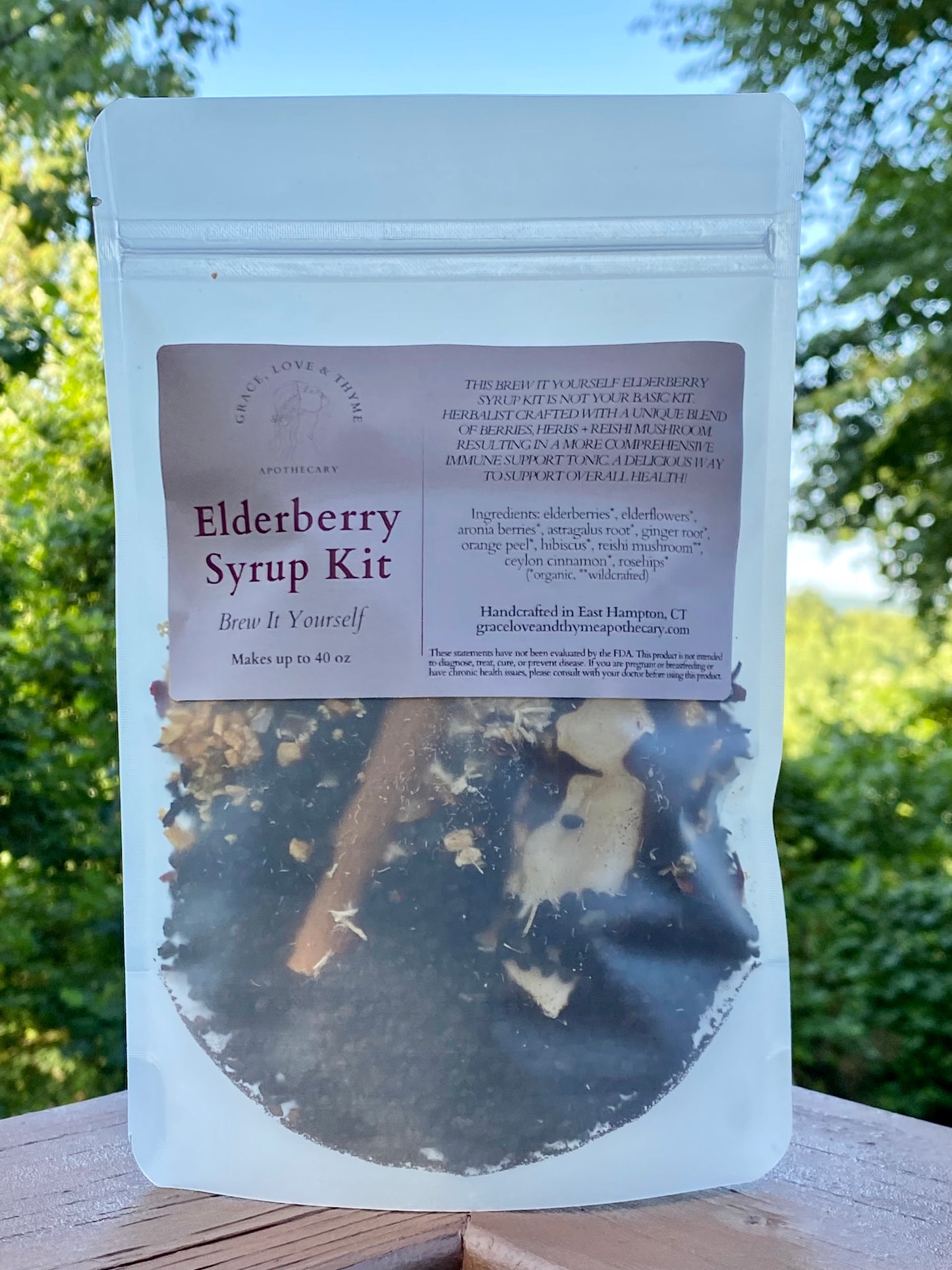 BREW IT YOURSELF ELDERBERRY SYRUP KIT with Reishi Mushroom & Aronia Berries | Family Size | Makes up to 40oz