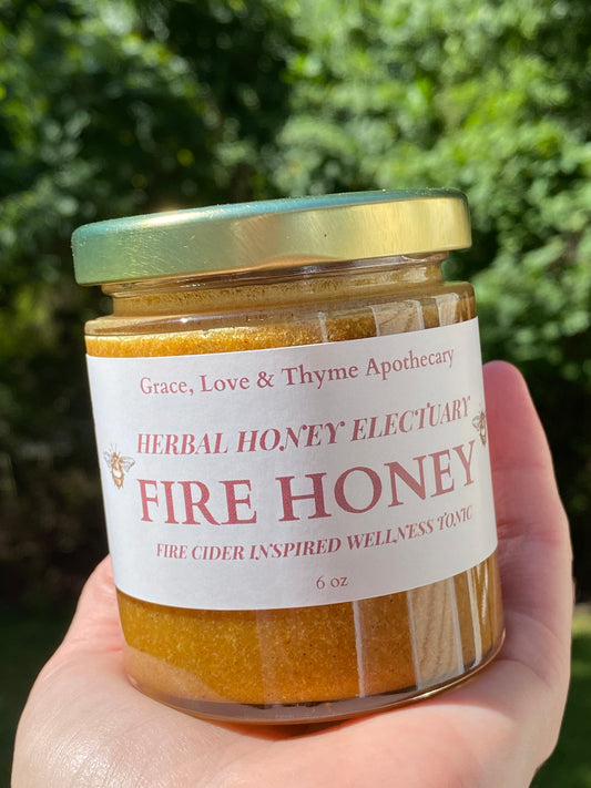 FIRE HONEY | fire cider inspired herbal raw honey 6 oz