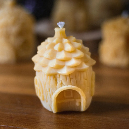 Pinecone Fairy House Beeswax Candle