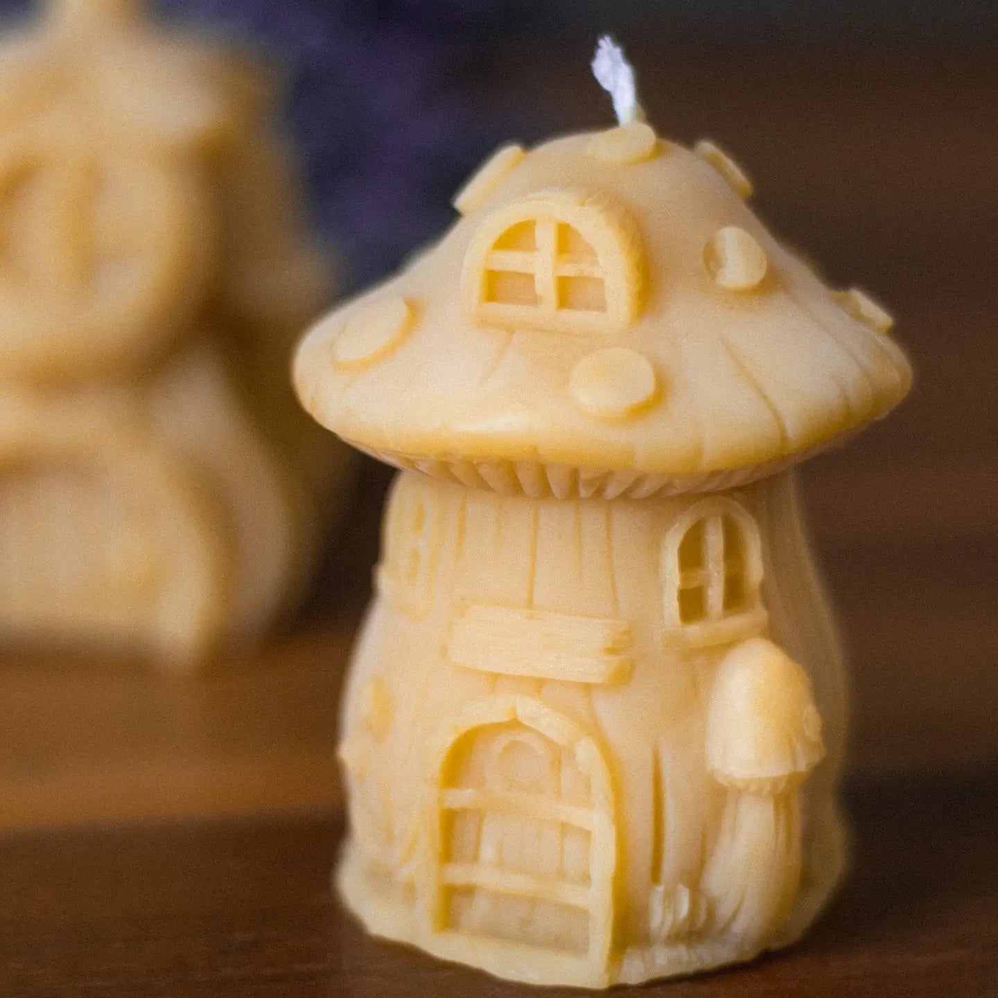 Toadstool Fairy House Beeswax Candle