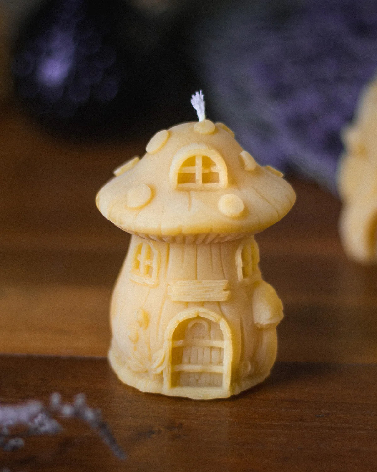 Toadstool Fairy House Beeswax Candle