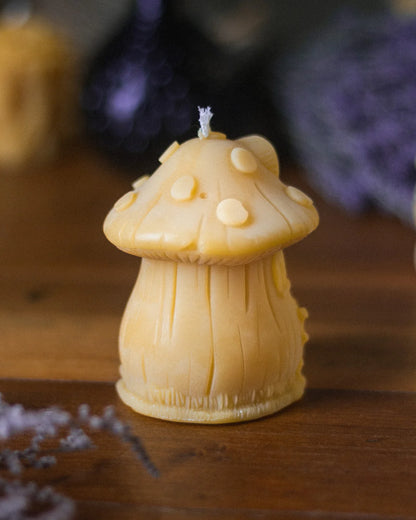 Toadstool Fairy House Beeswax Candle