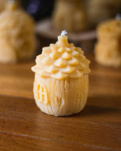 Pinecone Fairy House Beeswax Candle