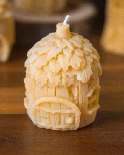 Maple Leaf Fairy House Beeswax Candle