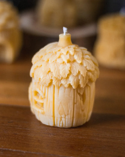 Maple Leaf Fairy House Beeswax Candle